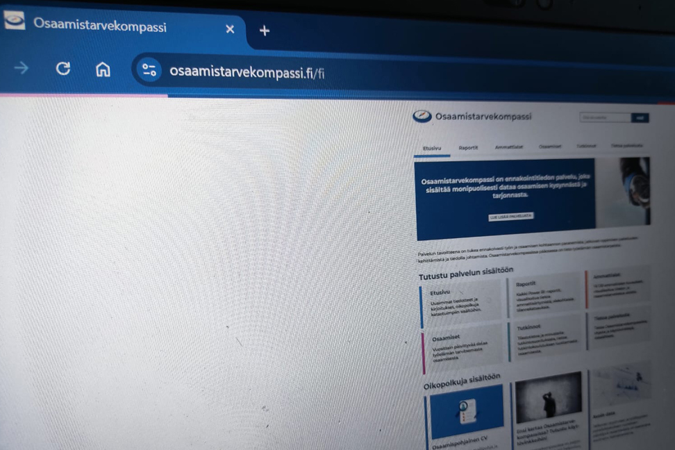 verkkopalvelun etusivunäkymä